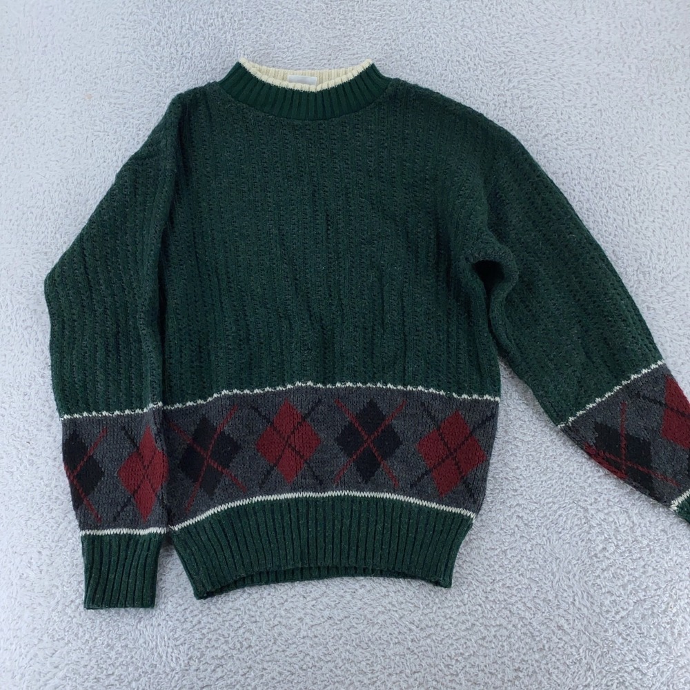 Vintage Giorgio di Firenze Sweater Mens XS Argyle Wool Blend Made in Italy 90s